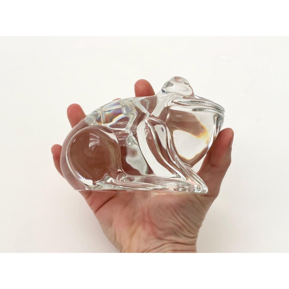Vintage Clear Glass Handmade Frog Shaped Paperweight or Decorative Figure - Picture 4 of 11
